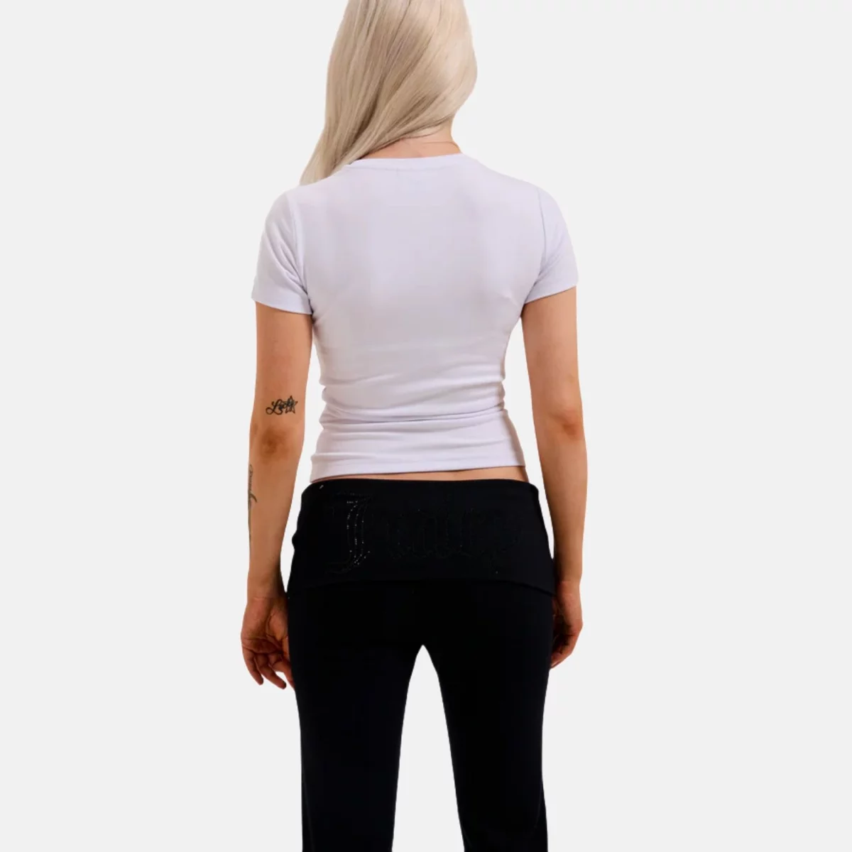 White Diamante Logo Fitted Tee Γυναικείο T-shirt