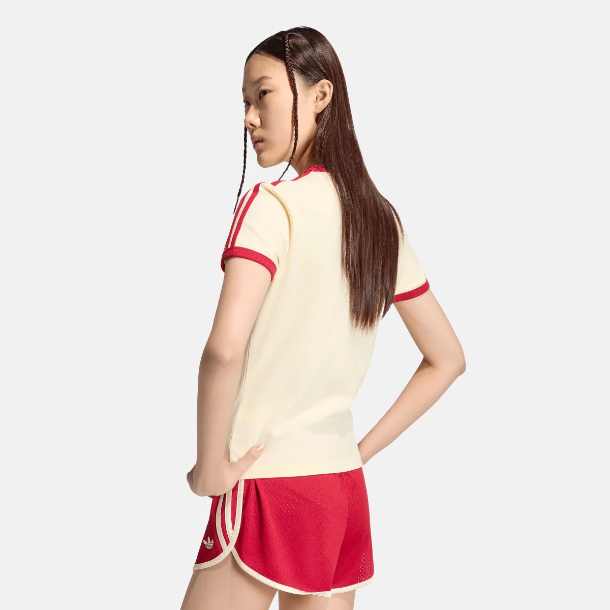 adidas Originals - 3 Stripes Women's T-shirt - BEIGE-RED (0338)