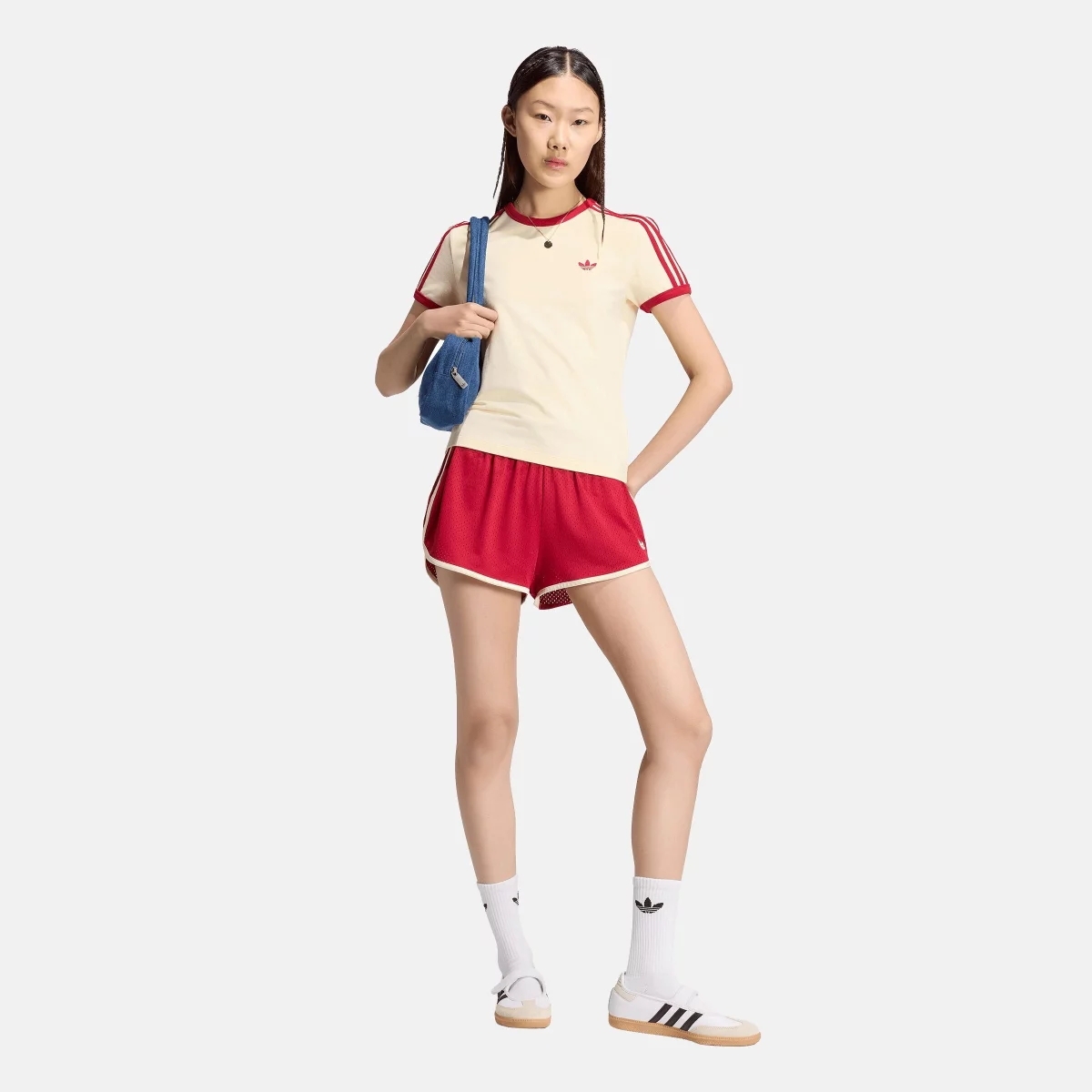 adidas Originals - 3 Stripes Women's T-shirt - BEIGE-RED (0338)