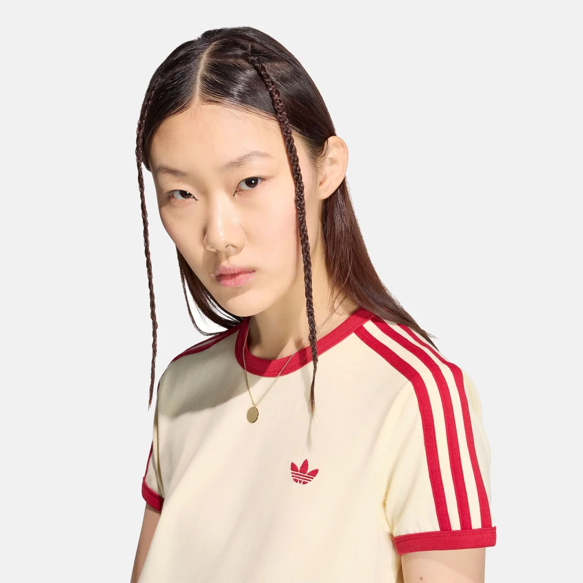 adidas Originals - 3 Stripes Women's T-shirt - BEIGE-RED (0338)