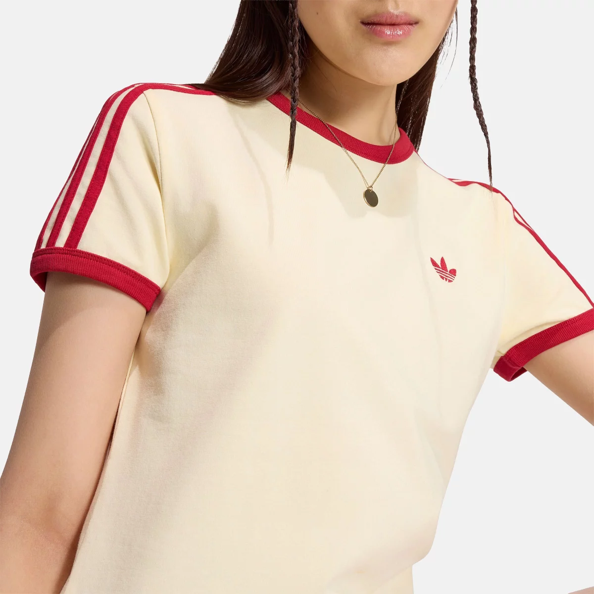 adidas Originals - 3 Stripes Women's T-shirt - BEIGE-RED (0338)