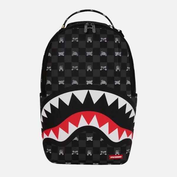 Sprayground - Sprayground Gray Peeking Character Check &Sigma;&alpha;&kappa;ί&delta;&iota;&omicron; &Pi;&lambda;ά&tau;&eta;&sigmaf; - BLACK-GREY (0307)