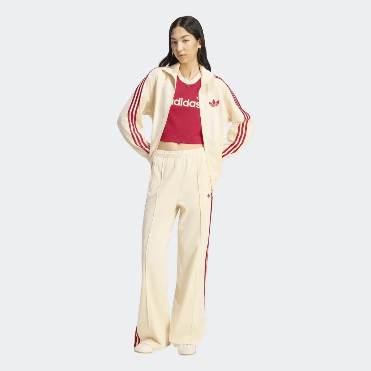 adidas Originals - adidas Originals Adicolor Firebird Loose Tracksuit Pants Γυναικείο Παντελόνι Φόρμας - BEIGE-RED (0338)