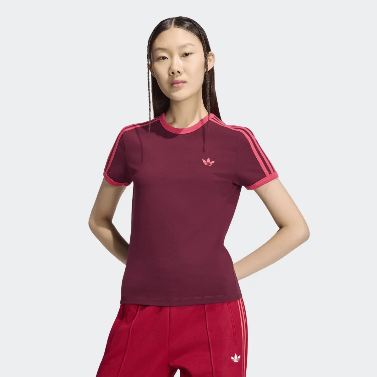 adidas Originals - adidas Originals Adicolor 3-Stripes Slim Γυναικείο T-shirt - BORD-PINK (0392)